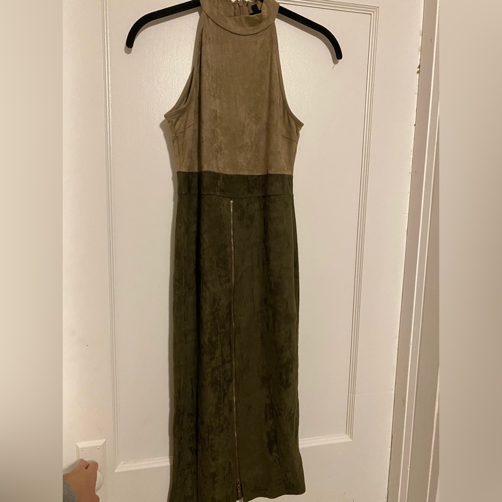 Halter Suede Midi Dress